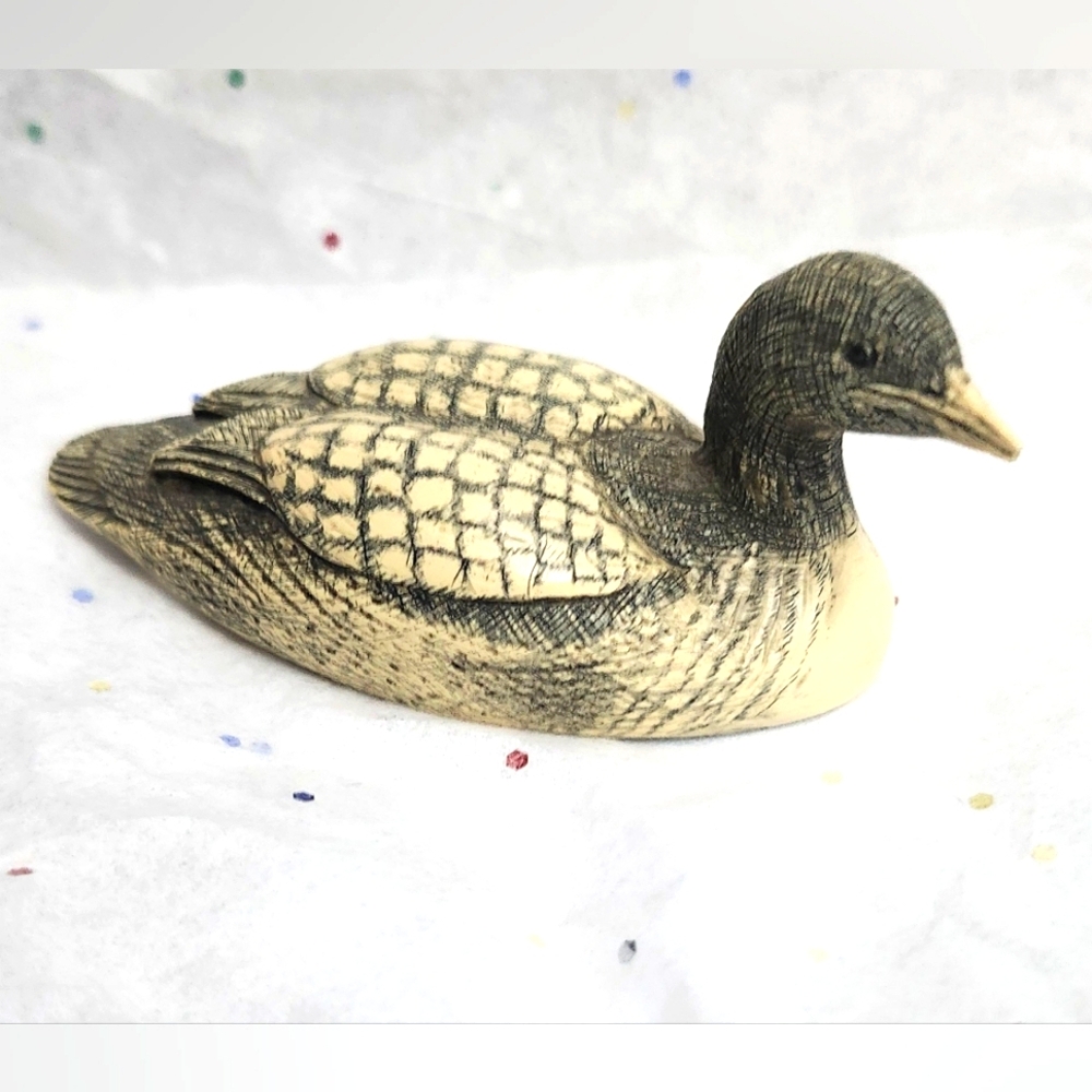 Vtg 1980s Artek Faux Scrimshaw Loon Signed G de L